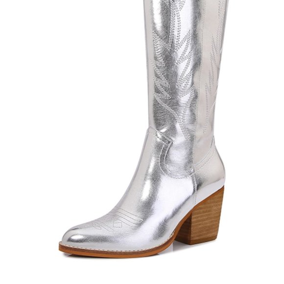 Melody Metallic Knee High Western Cowboy Boots - Picture 6 of 8